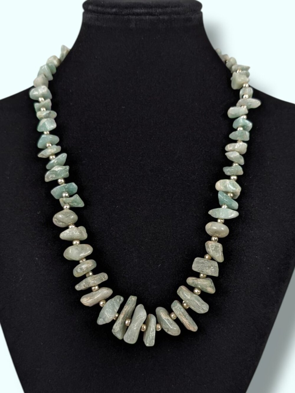 Vintage Mid-Century Amazonite Graduated Beaded Necklace